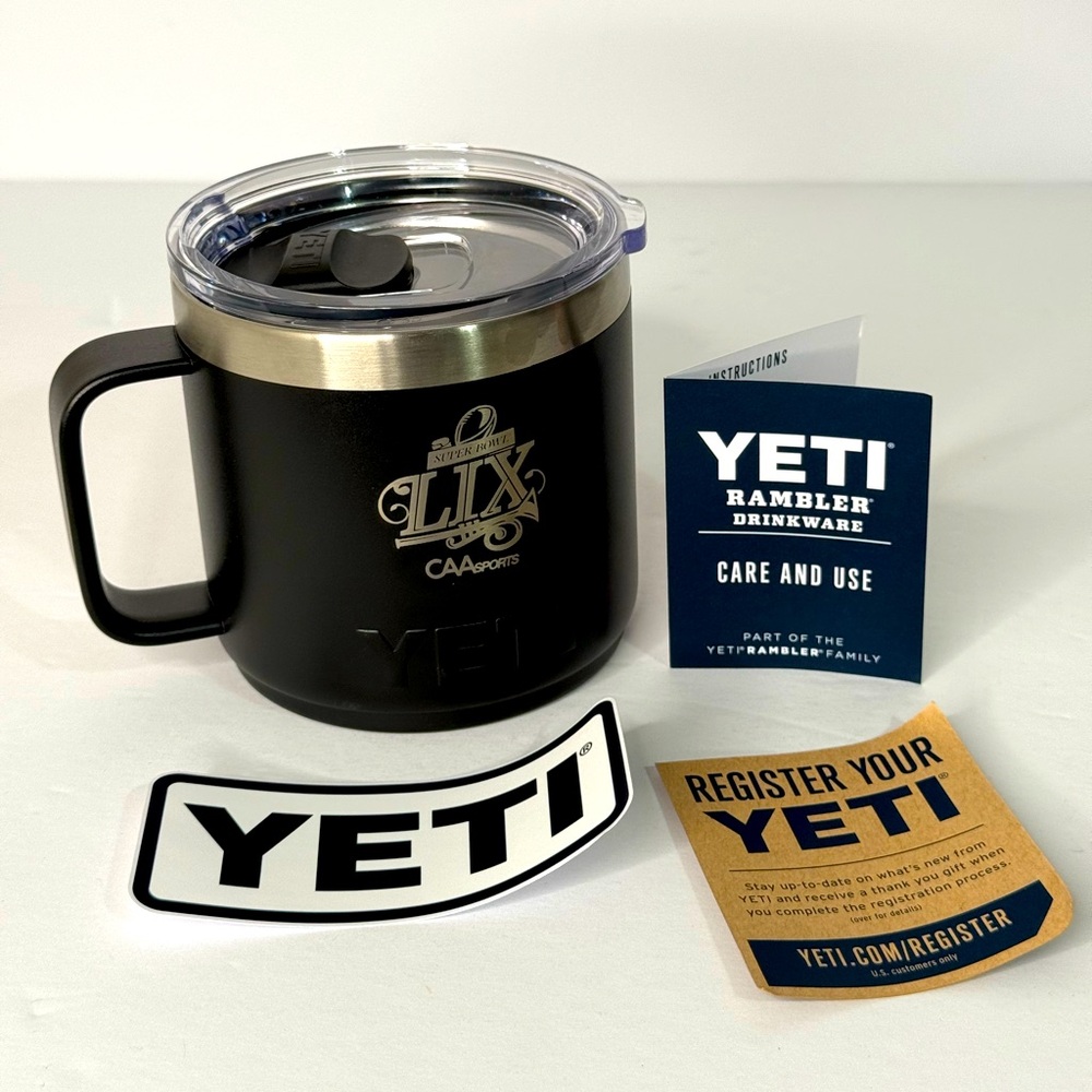 Yeti Super Bowl LIX 2025 Rambler 14 oz Black Mug with Magslider Lid